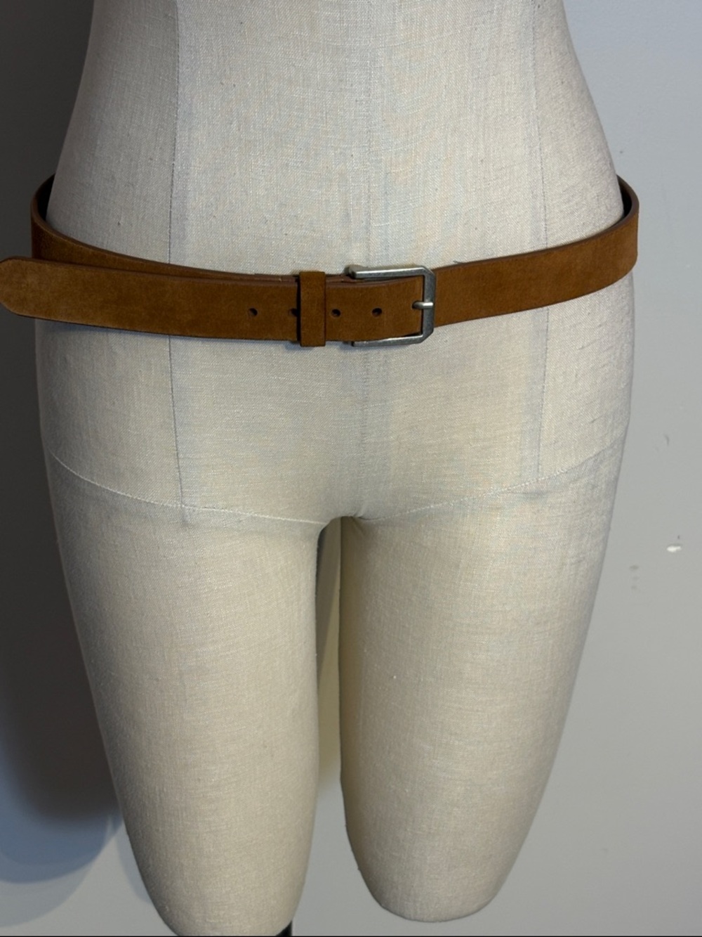 Abercrombie & Fitch Suede Tan Belt with Silver Buckle size 34